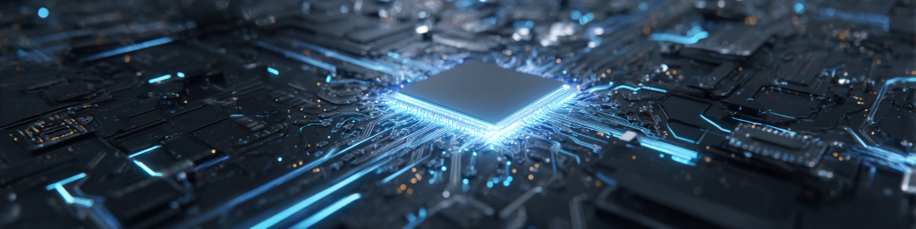 Chip, circuit board, radiant blue connections, semiconductor, high - tech electronics