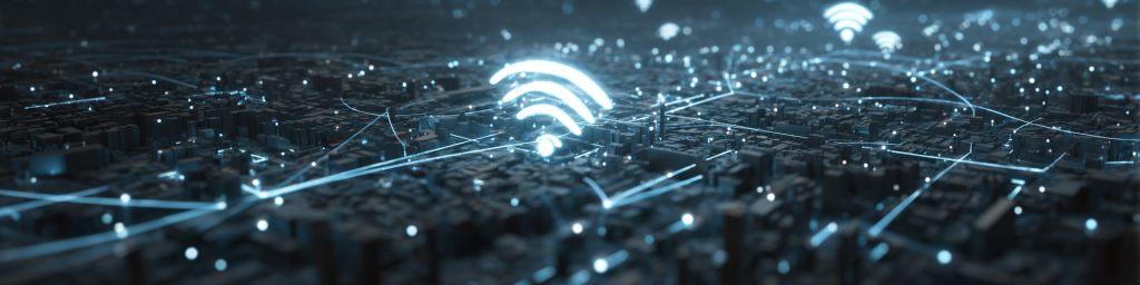 Smart city, WiFi symbol, network connectivity, digital infrastructure, urban tech